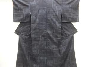 幾何学模様織出し手織り紬着物